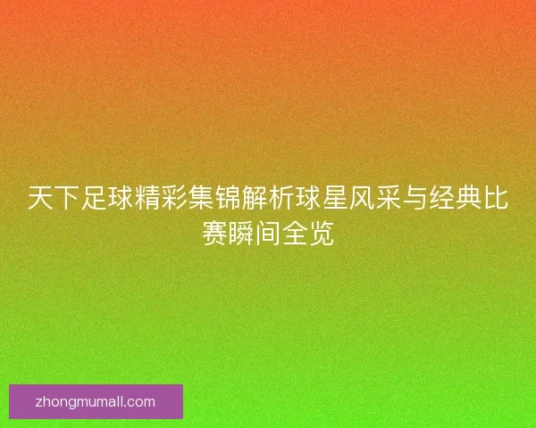 天下足球精彩集锦解析球星风采与经典比赛瞬间全览