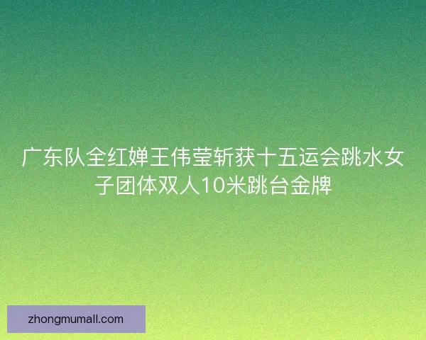 广东队全红婵王伟莹斩获十五运会跳水女子团体双人10米跳台金牌
